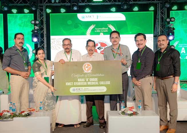 KMCT Ayurveda Medical College Receives NAAC ‘A’ Grade Recognition, Certificate Presented by Honourable Minister A.K. Saseendran